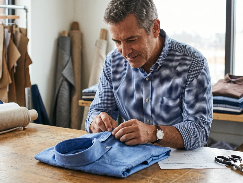 Tailor working on fabric