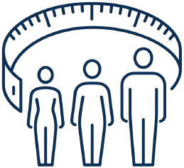 People under measuring tape icon