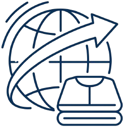 Globe with arrow outline icon